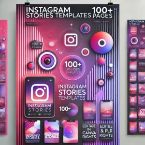 A professional and vibrant poster-style design for 'Instagram Stories Templates,' featuring modern and colorful visuals of Instagram story mock-ups wi (1)